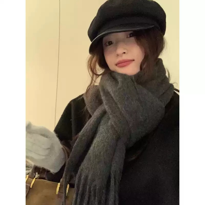 장다아 목도리 스카프 공항패션 단색 두꺼운 의상 옷 패션 - 상세 이미지 3