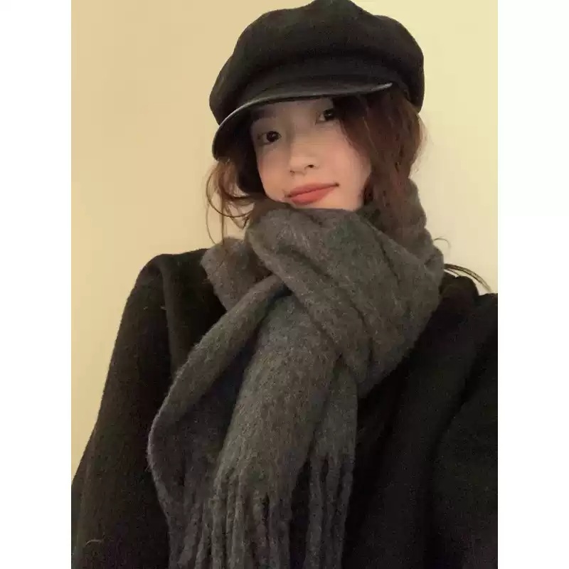 장다아 목도리 스카프 공항패션 단색 두꺼운 의상 옷 패션 - 상세 이미지 4
