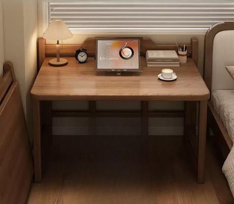 접이식 컴퓨터 책상 작은 방 사무실 원목 노트북 작업 테이블  01.브라운80cm - 상품 이미지