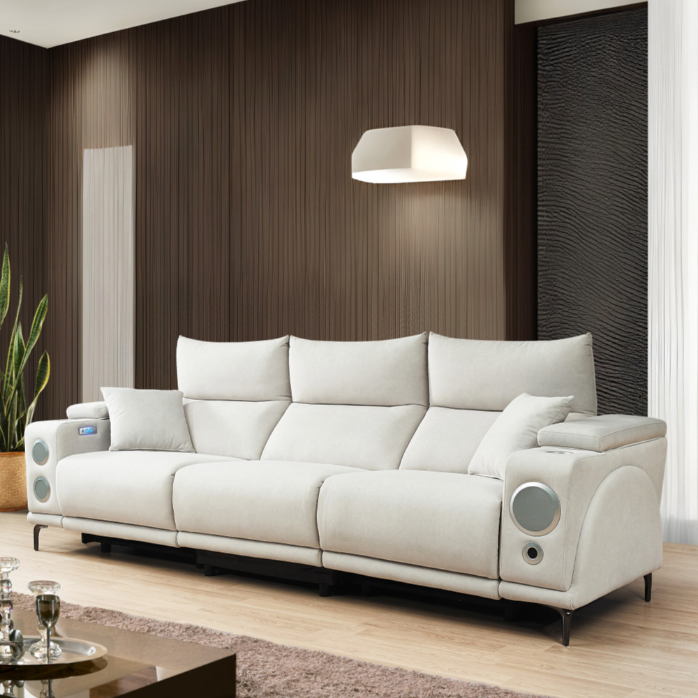 준 조야리클라이너 무빙쇼파 슬라이드쇼파 모션리클라이너 스툴미포함, 아이보리, 4인용