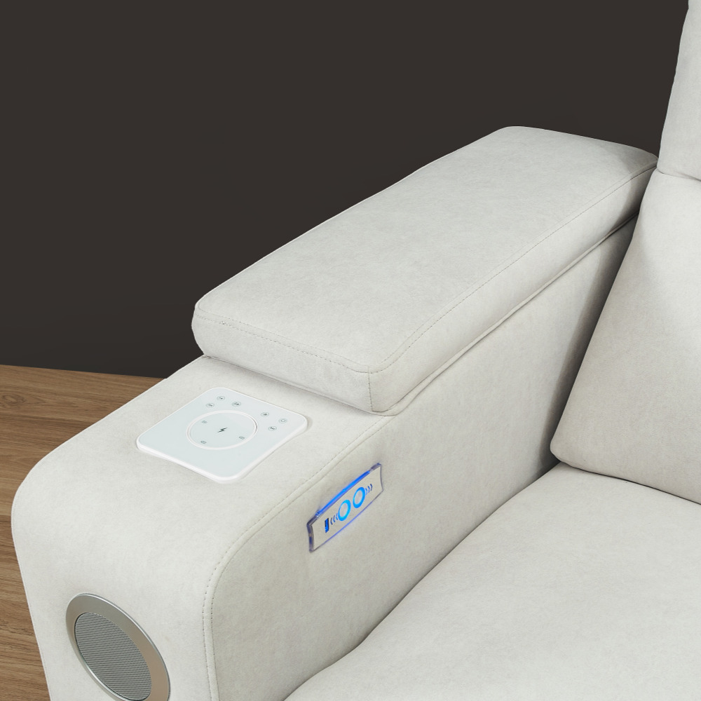 준 조야리클라이너 무빙쇼파 슬라이드쇼파 모션리클라이너 스툴미포함, 아이보리, 3인용