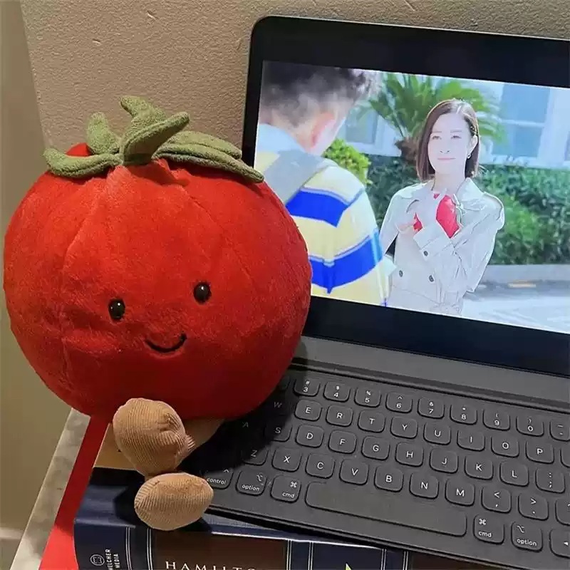 토마토인형 야채 쿠션 장난감 애착 귀여운 선물 동글동글 선글라스 - 상세 이미지 4