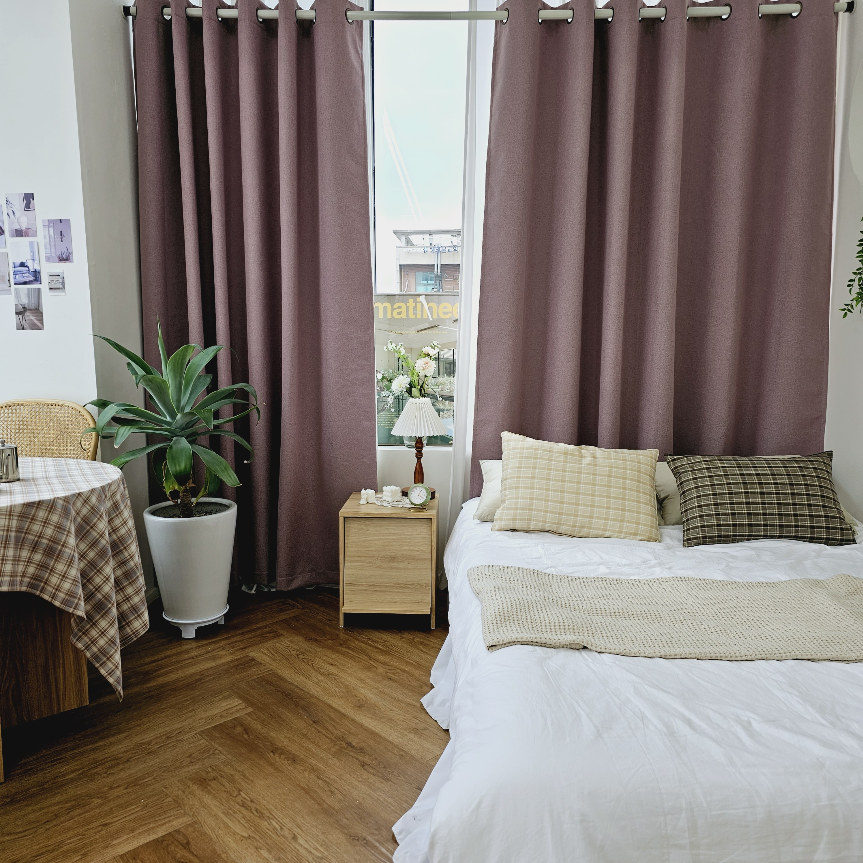 암막커튼 양면동일 완벽차단 아일렛 거실 커텐 2장 한세트 퍼플핑크, 300x235cm