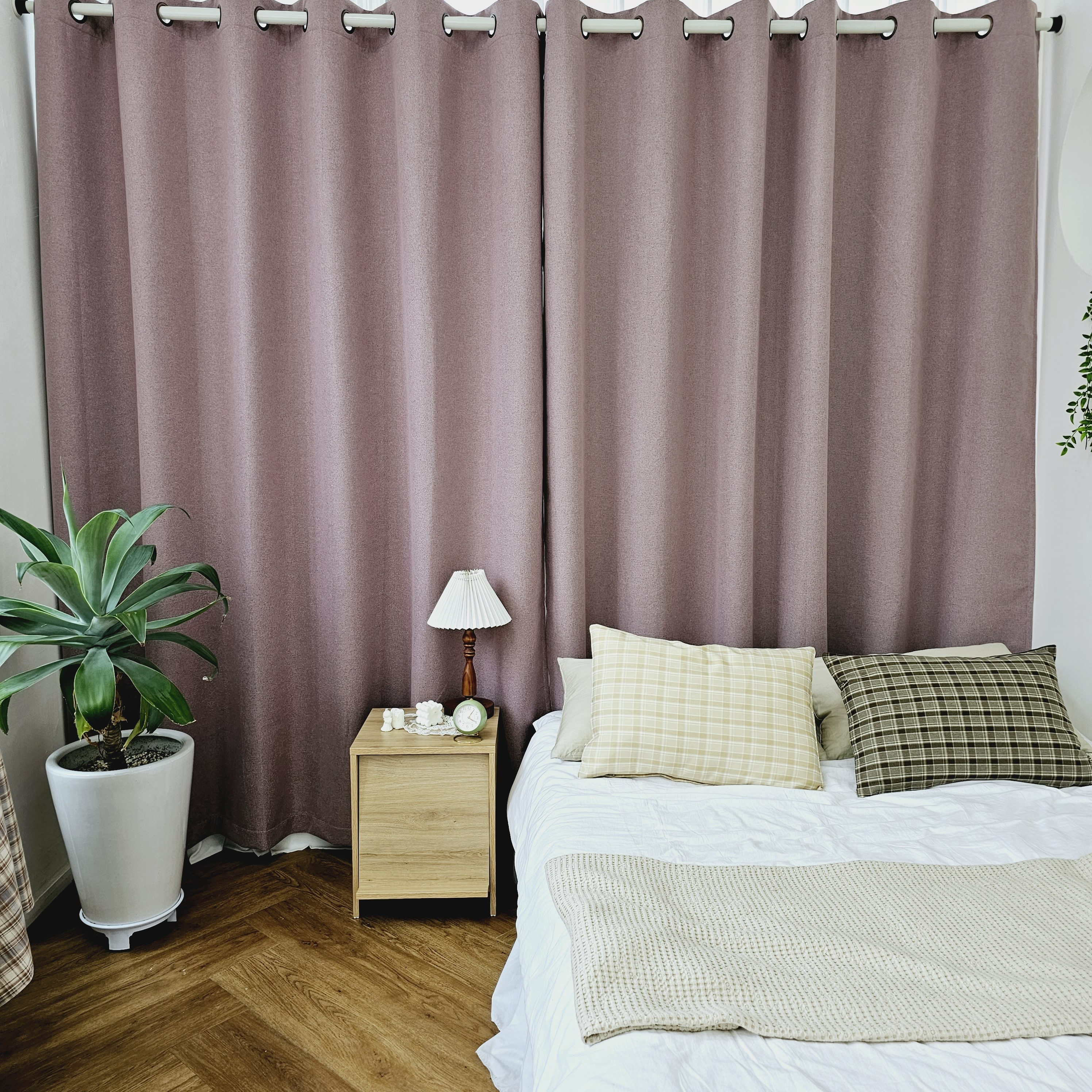 암막커튼 양면동일 완벽차단 아일렛 거실 커텐 2장 한세트 퍼플핑크, 300x235cm