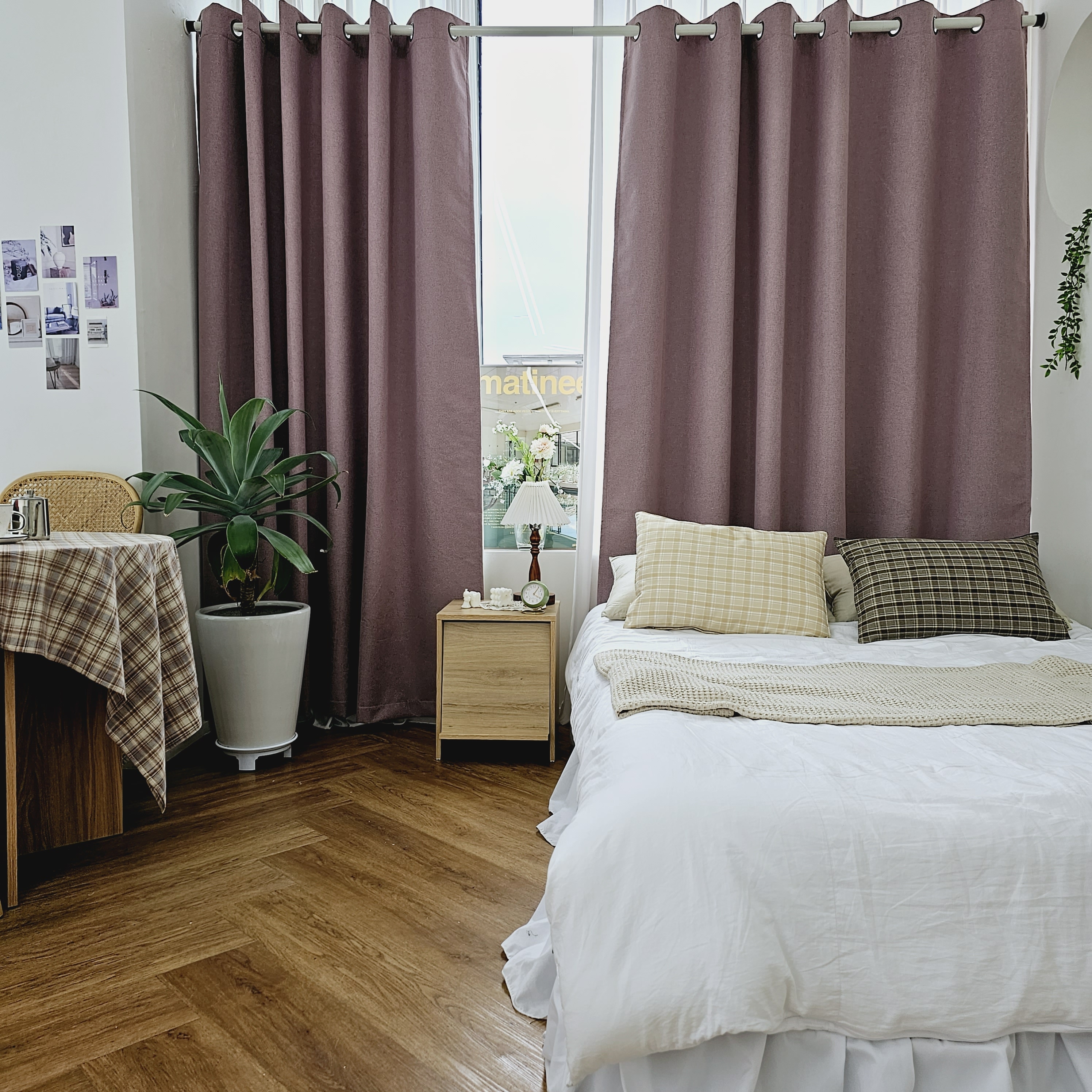 암막커튼 양면동일 완벽차단 아일렛 거실 커텐 2장 한세트 퍼플핑크, 300x235cm