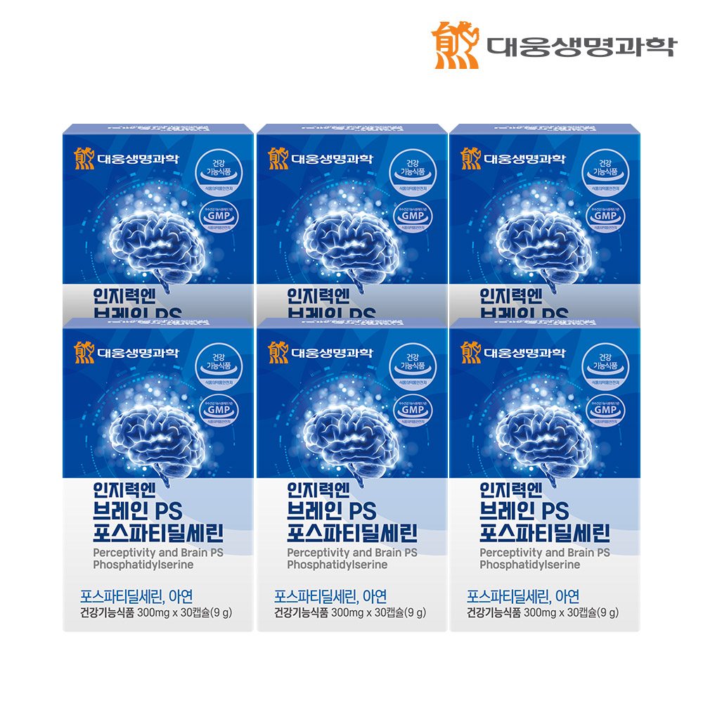 대웅생명과학 인지력엔 브레인 PS 포스파티딜세린 뇌건강 기억력영양제 30정, 6개