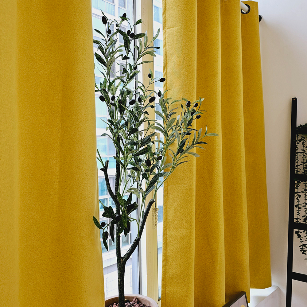 차광율99.99% 암막커튼 창문형 버터옐로우, 260x165cm