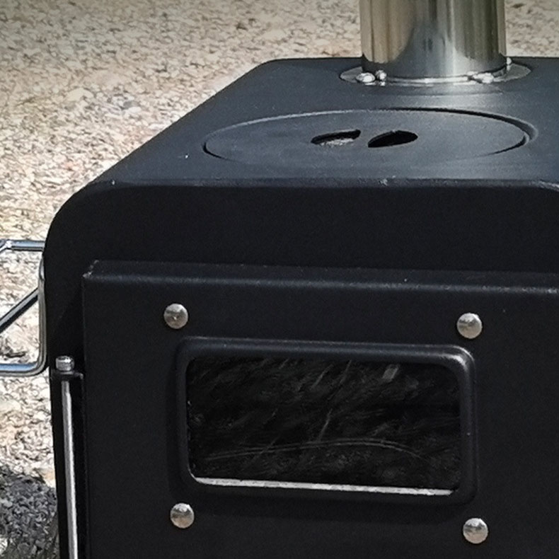 캠핑화목난로 불멍 팰릿난로 우드앤번 무동력팬 미니 블랙