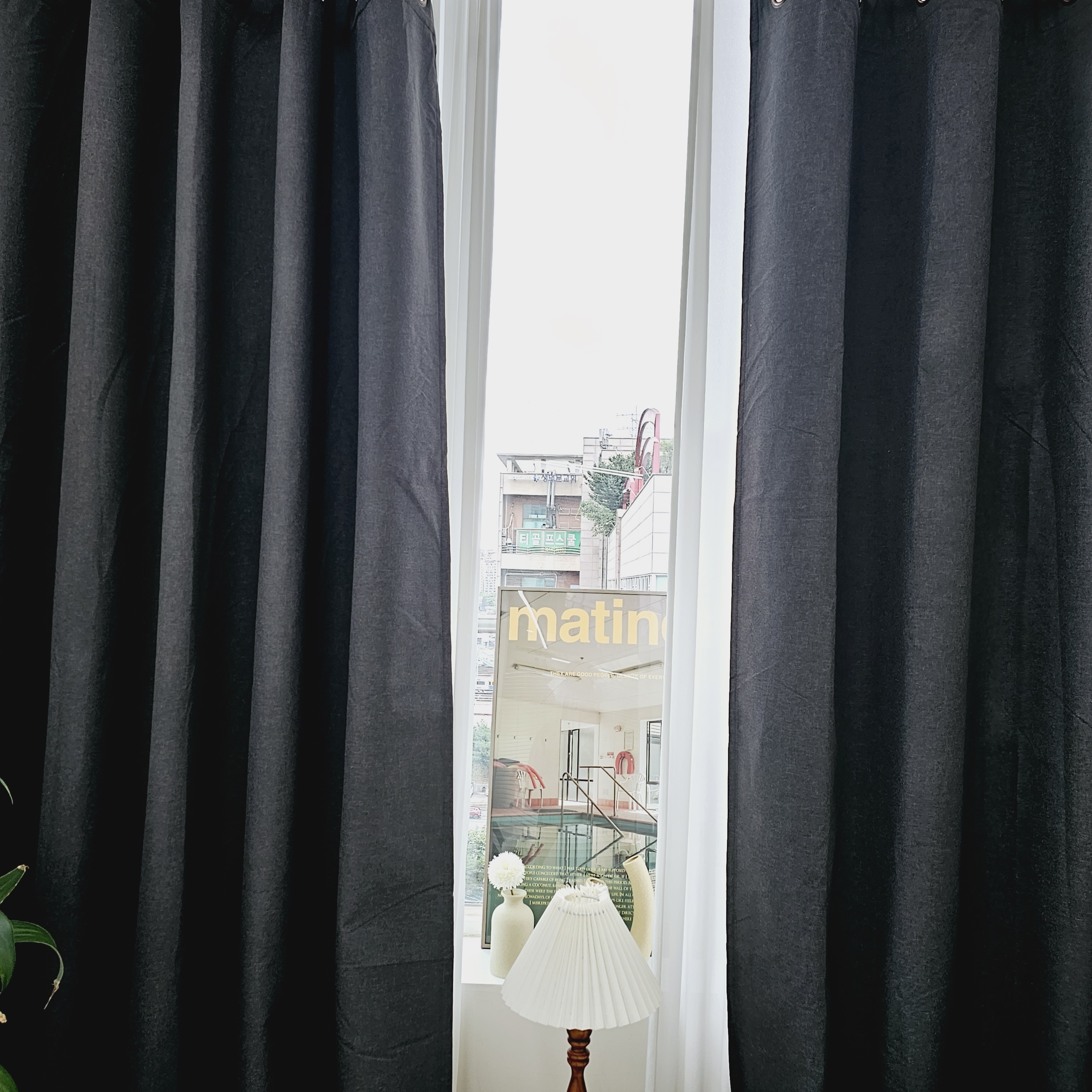 암막커튼 양면동일 완벽차단 아일렛 거실 커텐 2장 한세트 다크그레이, 300x235cm