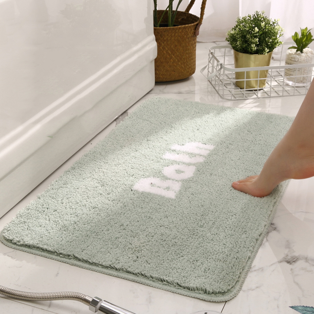 레터링 화장실 발매트 욕실 주방 러그 발수건 바스 발판 bath 60x40 애쉬블루