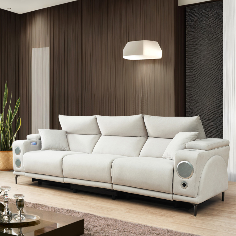 준 조야리클라이너 무빙쇼파 슬라이드쇼파 모션리클라이너 스툴미포함, 아이보리, 4인용