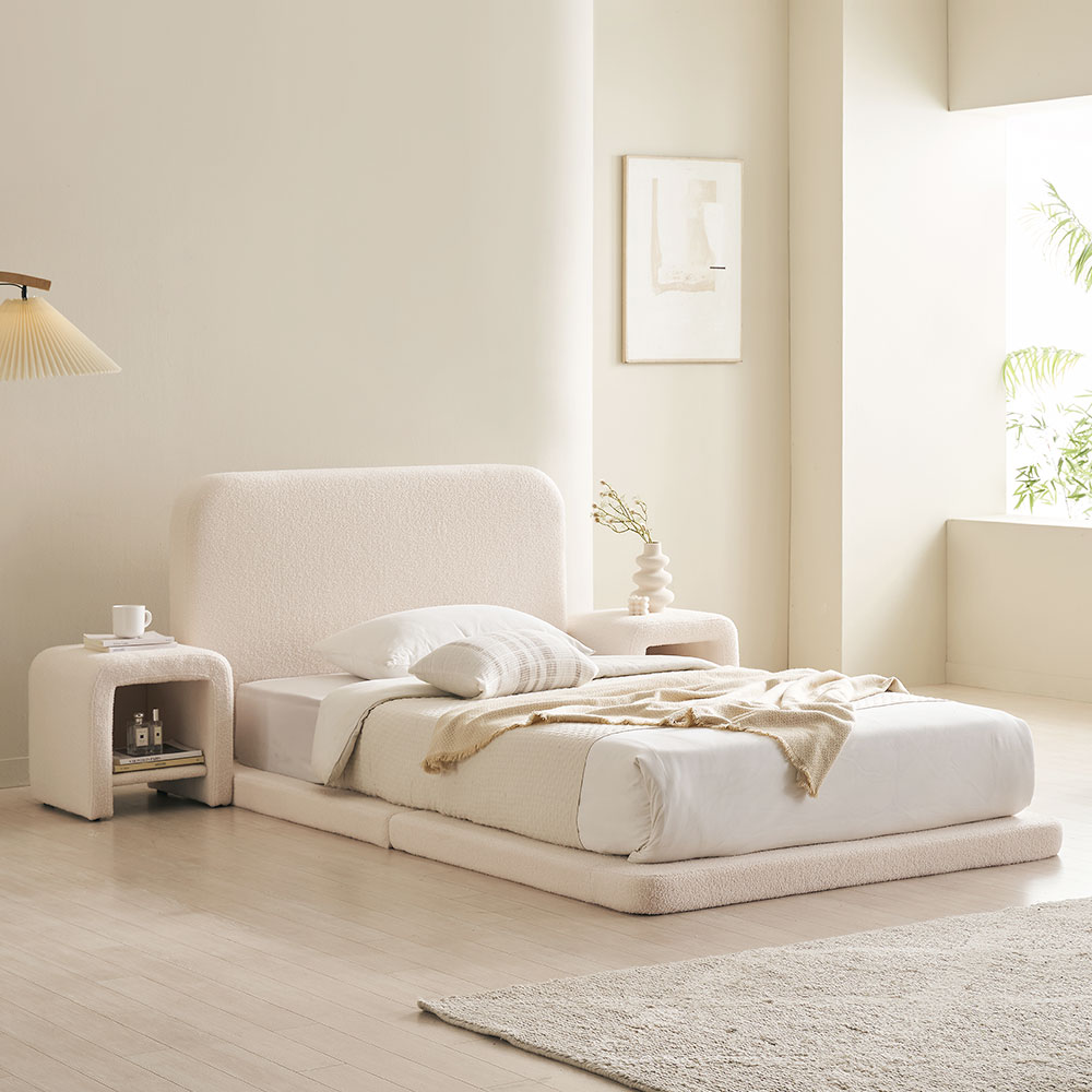 장인가구 도우 부클레 패브릭 헤드형 저상형 호텔 침대 프레임 SS