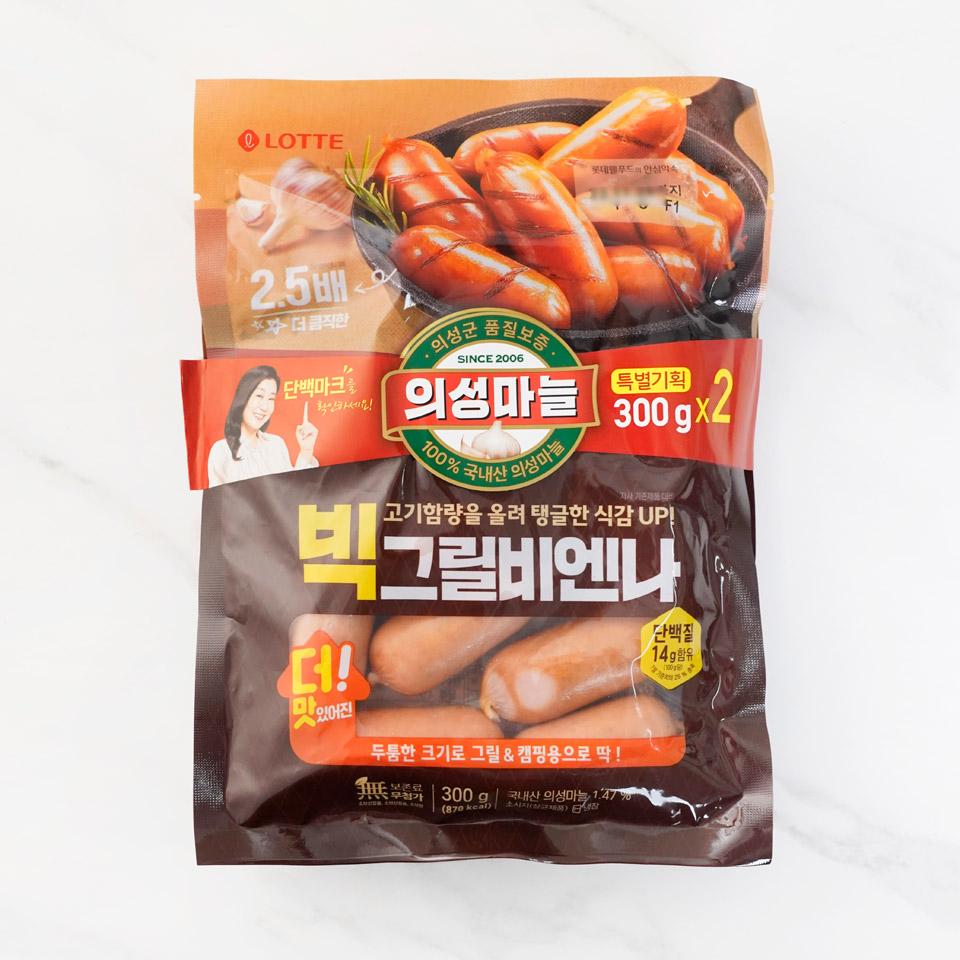 메가마트 롯데웰푸드 롯데햄 의성마늘 빅그릴비엔나소시지  300gx2개 - 상품 이미지