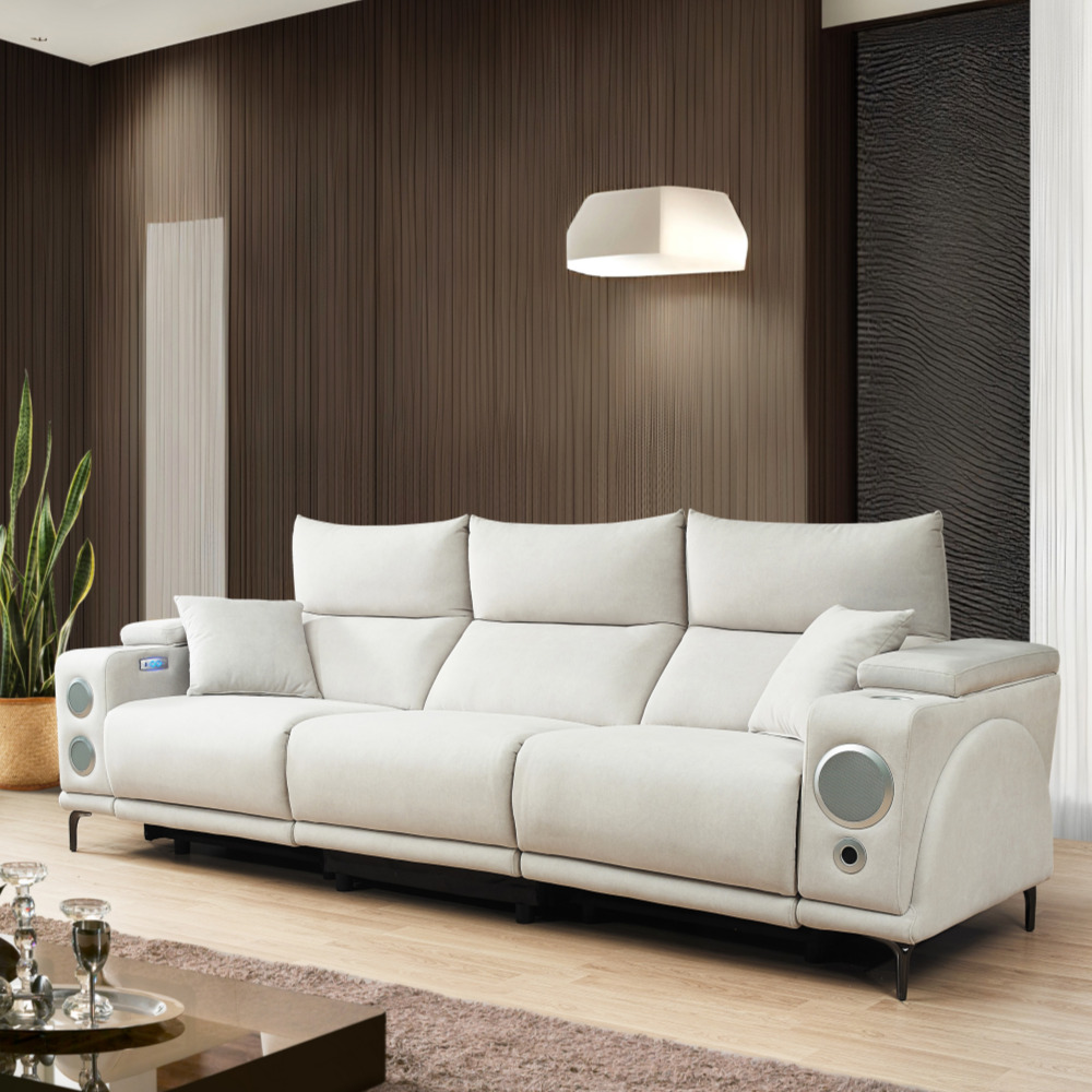 준 조야리클라이너 무빙쇼파 슬라이드쇼파 모션리클라이너 스툴미포함, 아이보리, 4인용