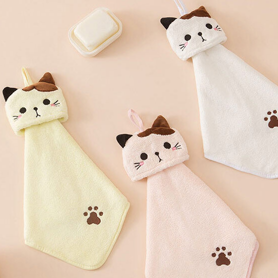 귀여운 고양이 캐릭터 주방핸드타올 고리수건 극세사행주 극세사타올 어린이집 손수건 답례품 - 상세 이미지 5