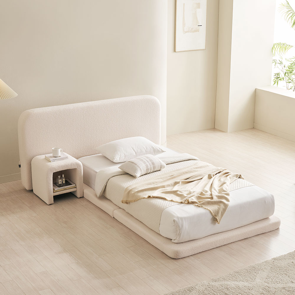 장인가구 도우 부클레 패브릭 무헤드 저상형 평상형 호텔 침대프레임 SS (슈퍼싱글)