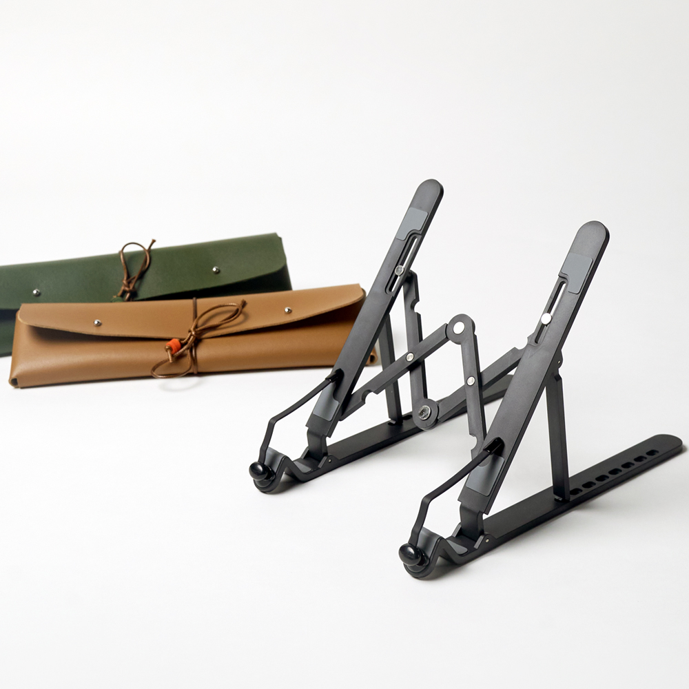 [각인가능]오브리즈 휴대용 독서대+가죽파우치SET 높이조절 접이식 북스탠드 책거치대