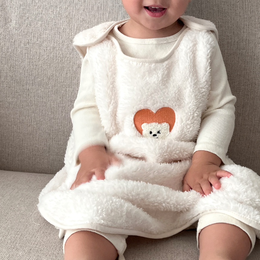 바니블라썸 수면조끼 아기 극세사 벨벳 수면잠옷 유아 겨울 실내복 잠옷 뉴곰돌이 L - 상세 이미지 4