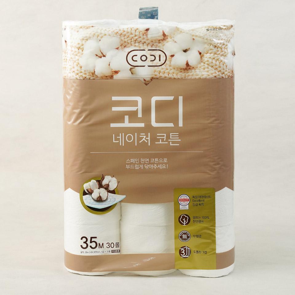 메가마트 코디 네이처코튼 롤티슈 화장지 35x30 - 메인 이미지