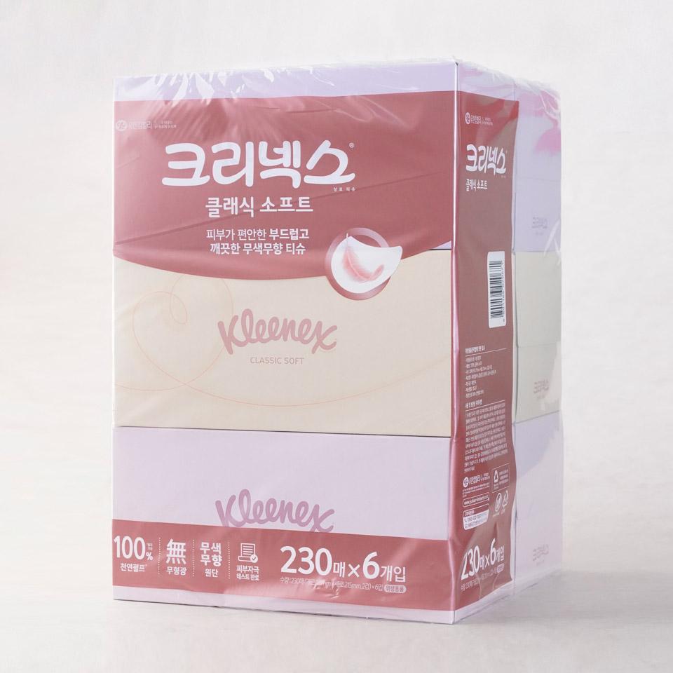 메가마트 유한킴벌리 크리넥스 클래식 미용티슈 230매x6개 - 상세 이미지 2