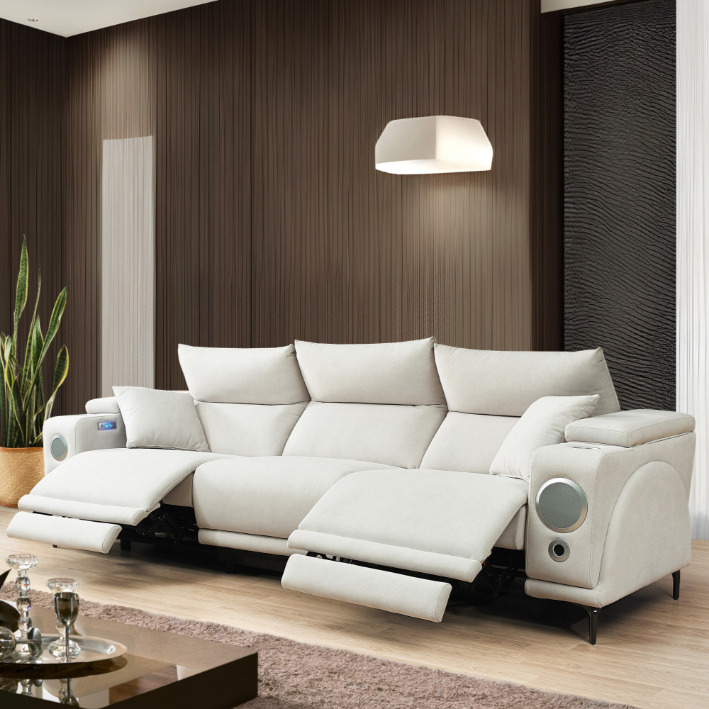 준 조야리클라이너 무빙쇼파 슬라이드쇼파 모션리클라이너 스툴미포함, 아이보리, 4인용