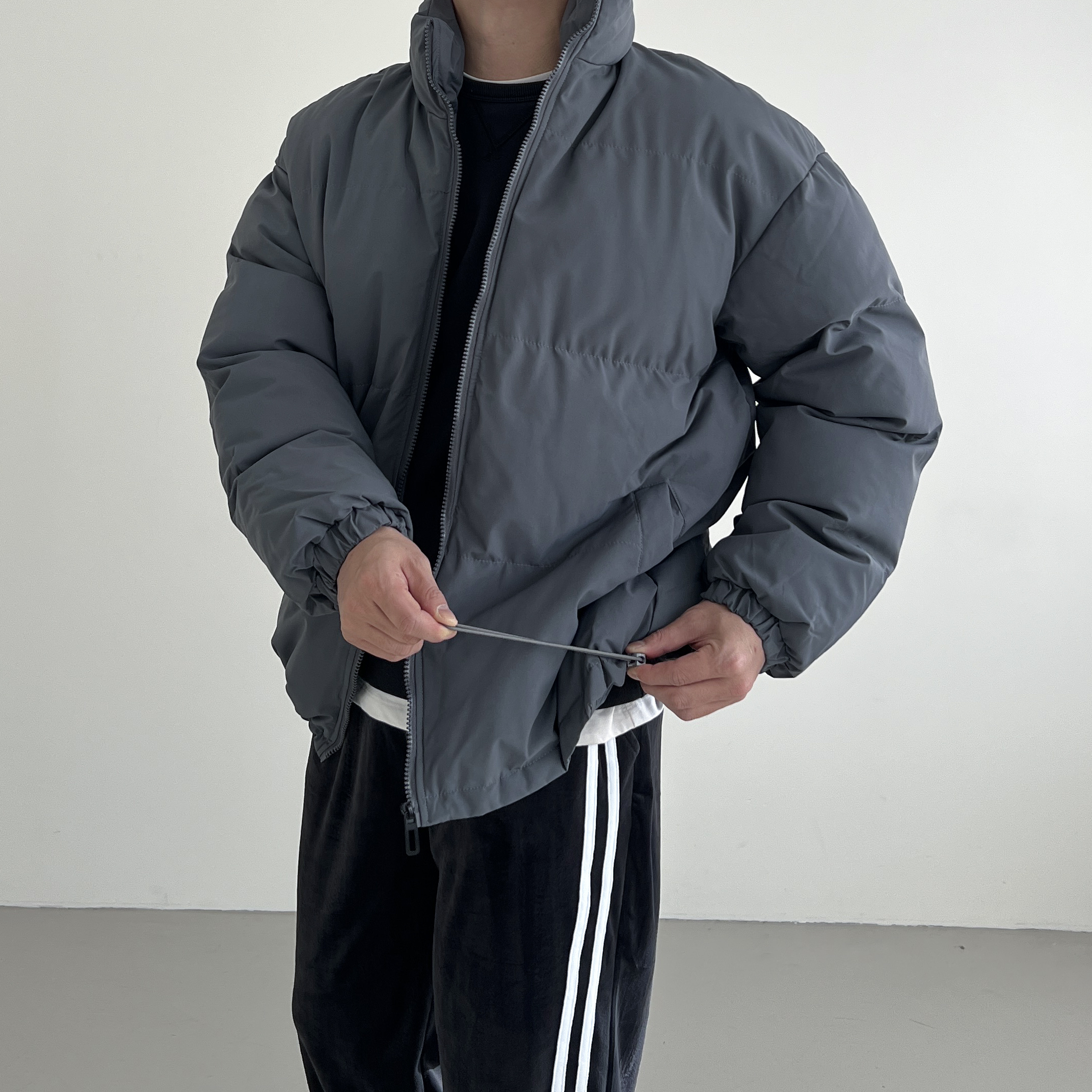 푸퍼 웰론패딩 남자숏패딩 하프 패딩 점퍼 - 상세 이미지 2