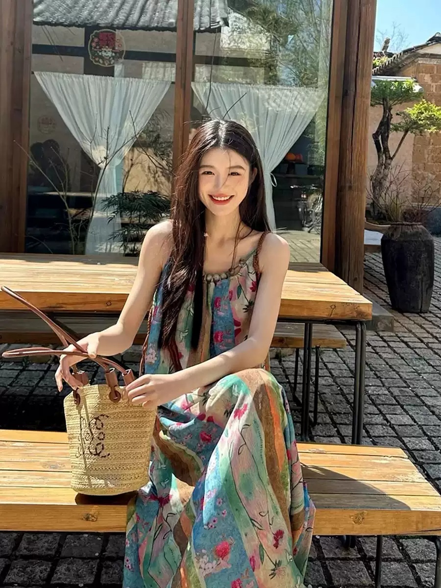 엄마 휴양지 원피스 동남아 더운곳 겨울여행 끈나시 드레스 - 상세 이미지 4