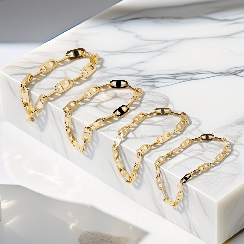 14k 18k 신 사다리 체인 금 반지