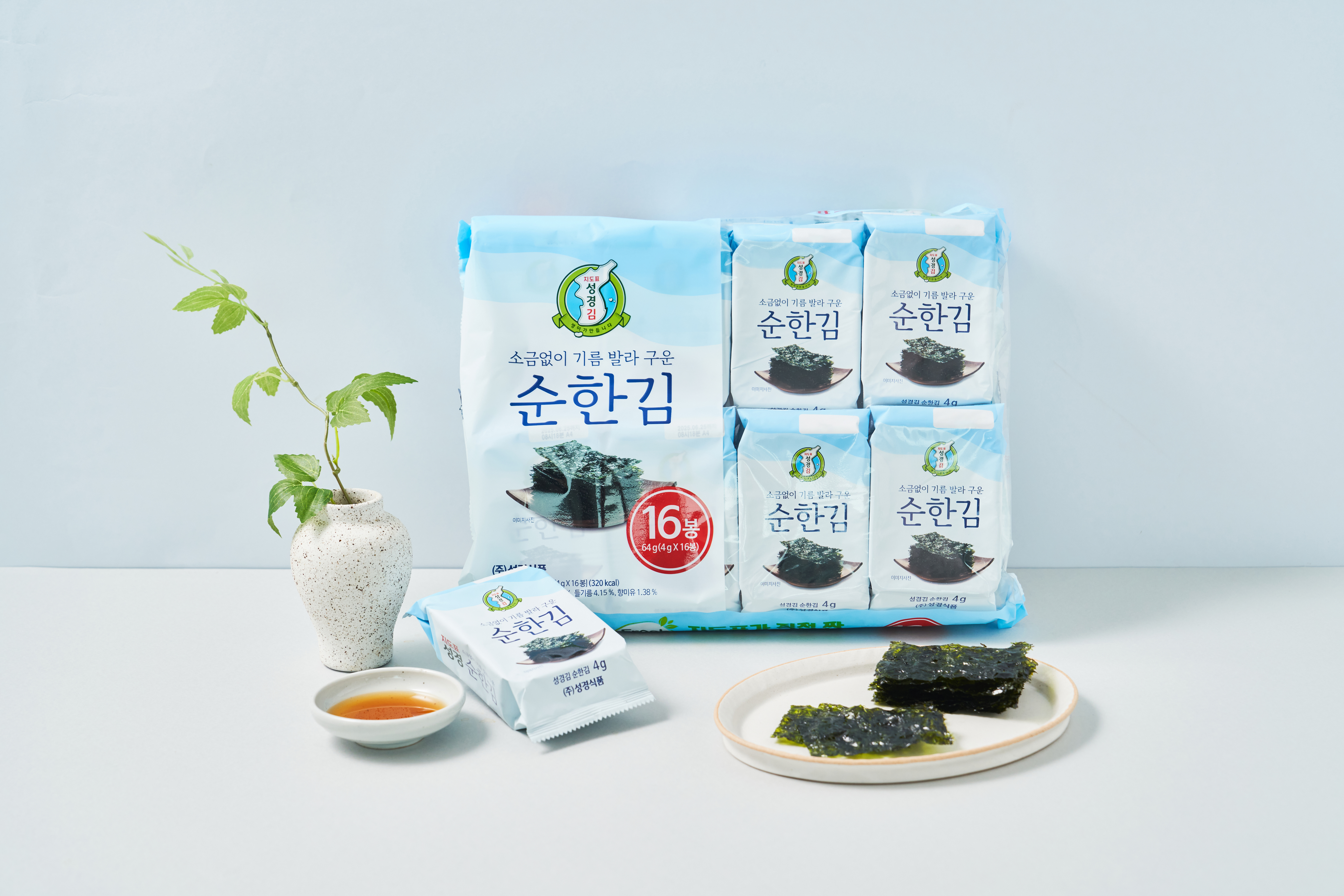 성경김 순한김 소금없이 구운김 식탁 조미 도시락 맛있는김 16봉 64g, 3개 이미지 2