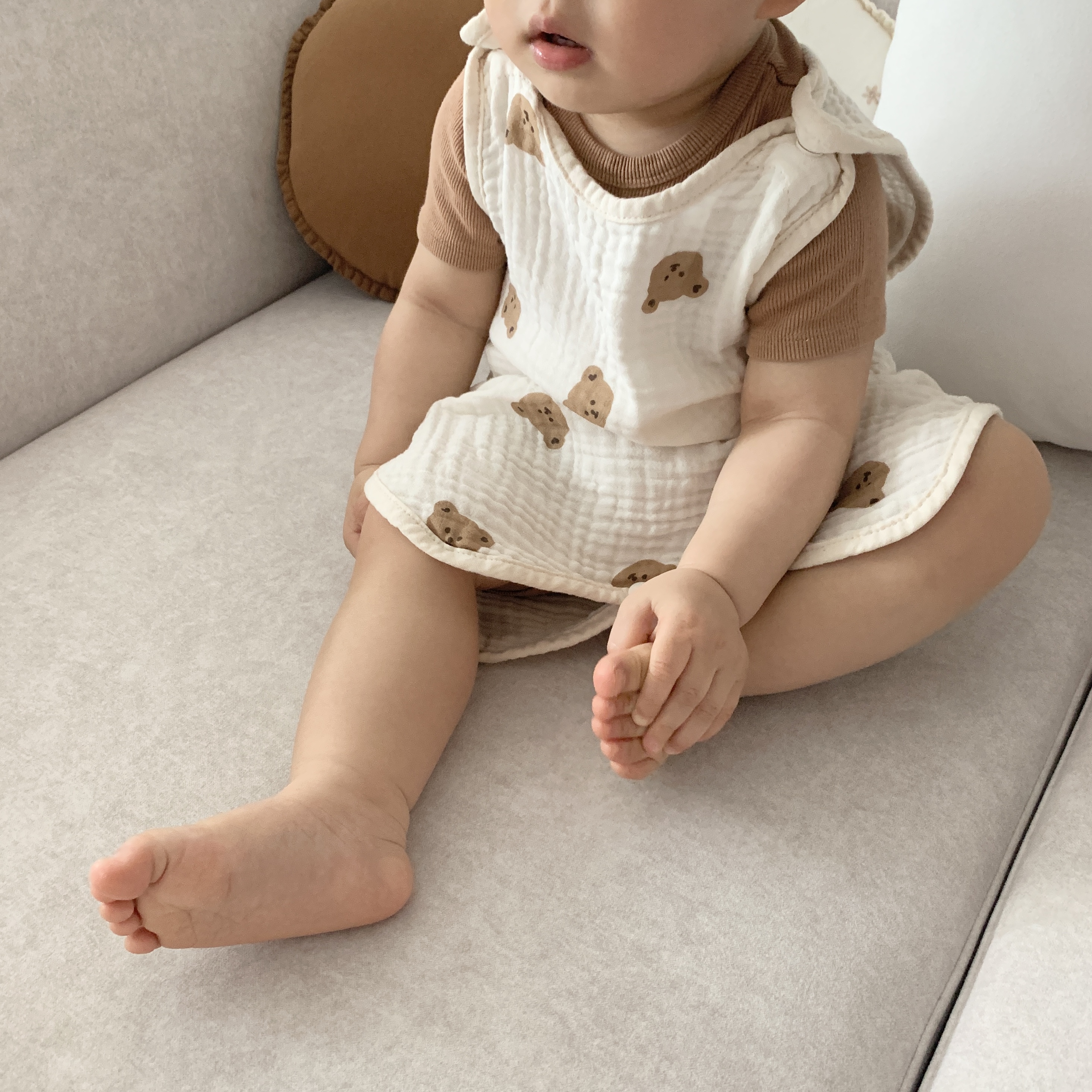마롤로뜨 아기 프린팅 거즈 수면조끼 사계절 순면 여름 모달 거즈 유아 잠옷 - 상세 이미지 5