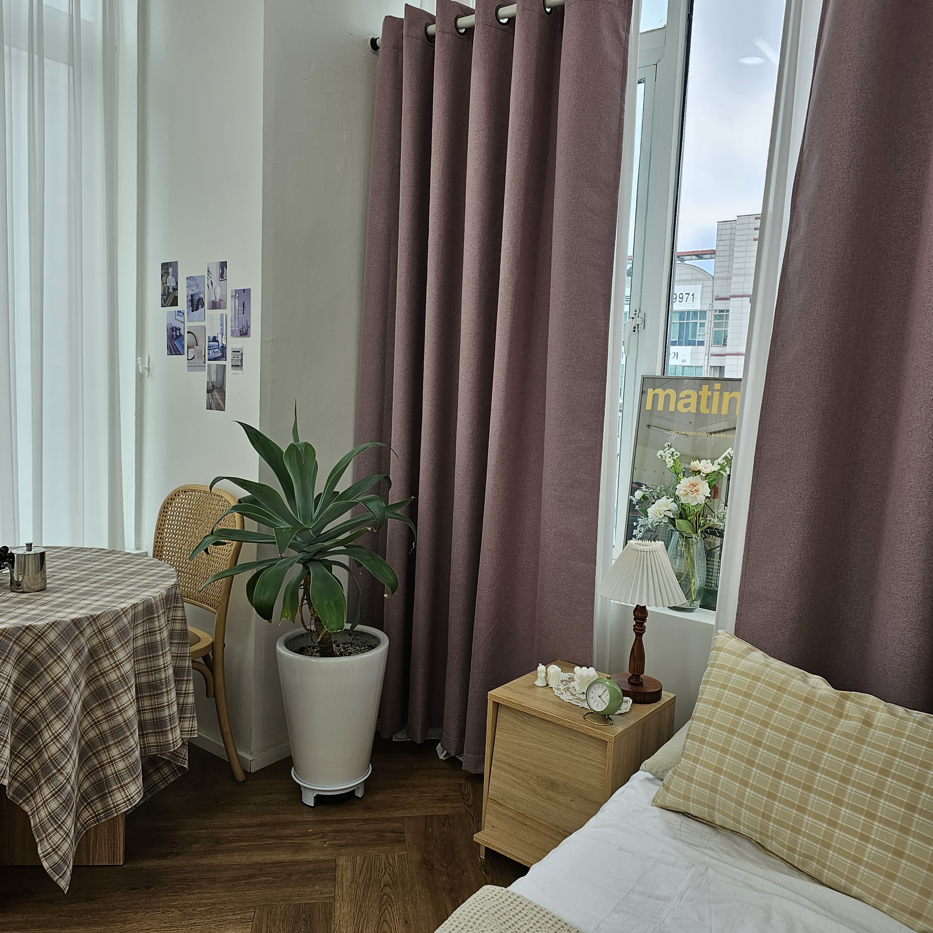 암막커튼 양면동일 완벽차단 아일렛 거실 커텐 2장 한세트 퍼플핑크, 300x235cm