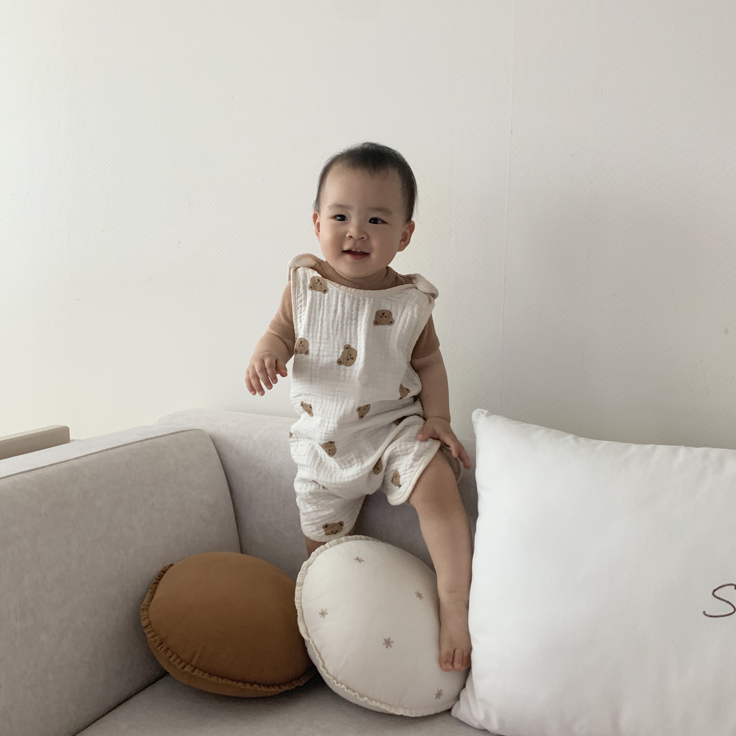 마롤로뜨 아기 프린팅 거즈 수면조끼 사계절 순면 여름 모달 거즈 유아 잠옷 - 상세 이미지 4