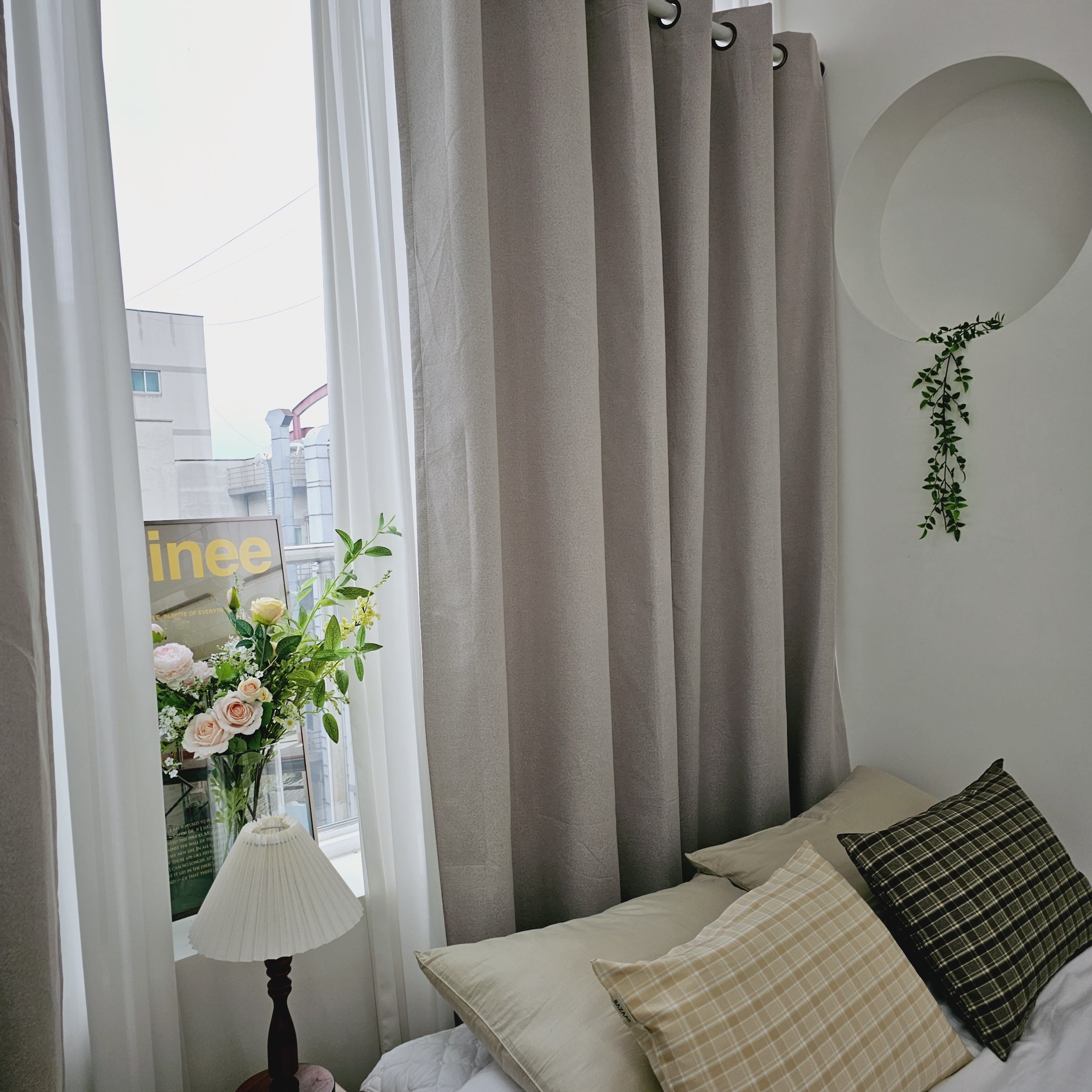 암막커튼 양면동일 완벽차단 아일렛 거실 커텐 2장 한세트 모카베이지, 300x235cm