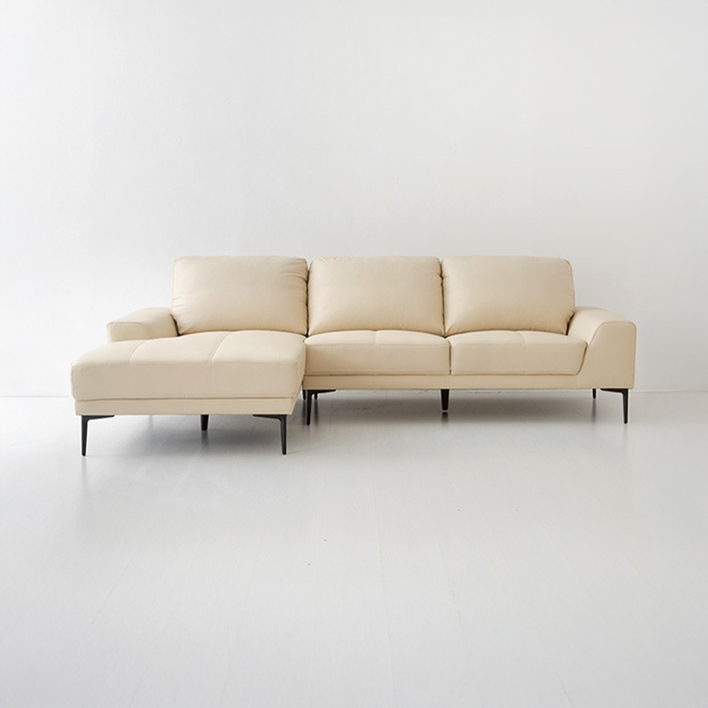 BERINO 4인 가죽소파 카우치형 바닐라