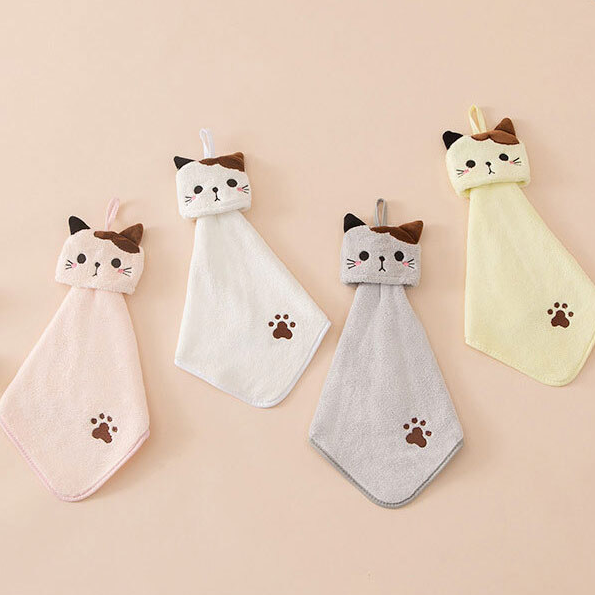 귀여운 고양이 캐릭터 주방핸드타올 고리수건 극세사행주 극세사타올 어린이집 손수건 답례품 이미지 6