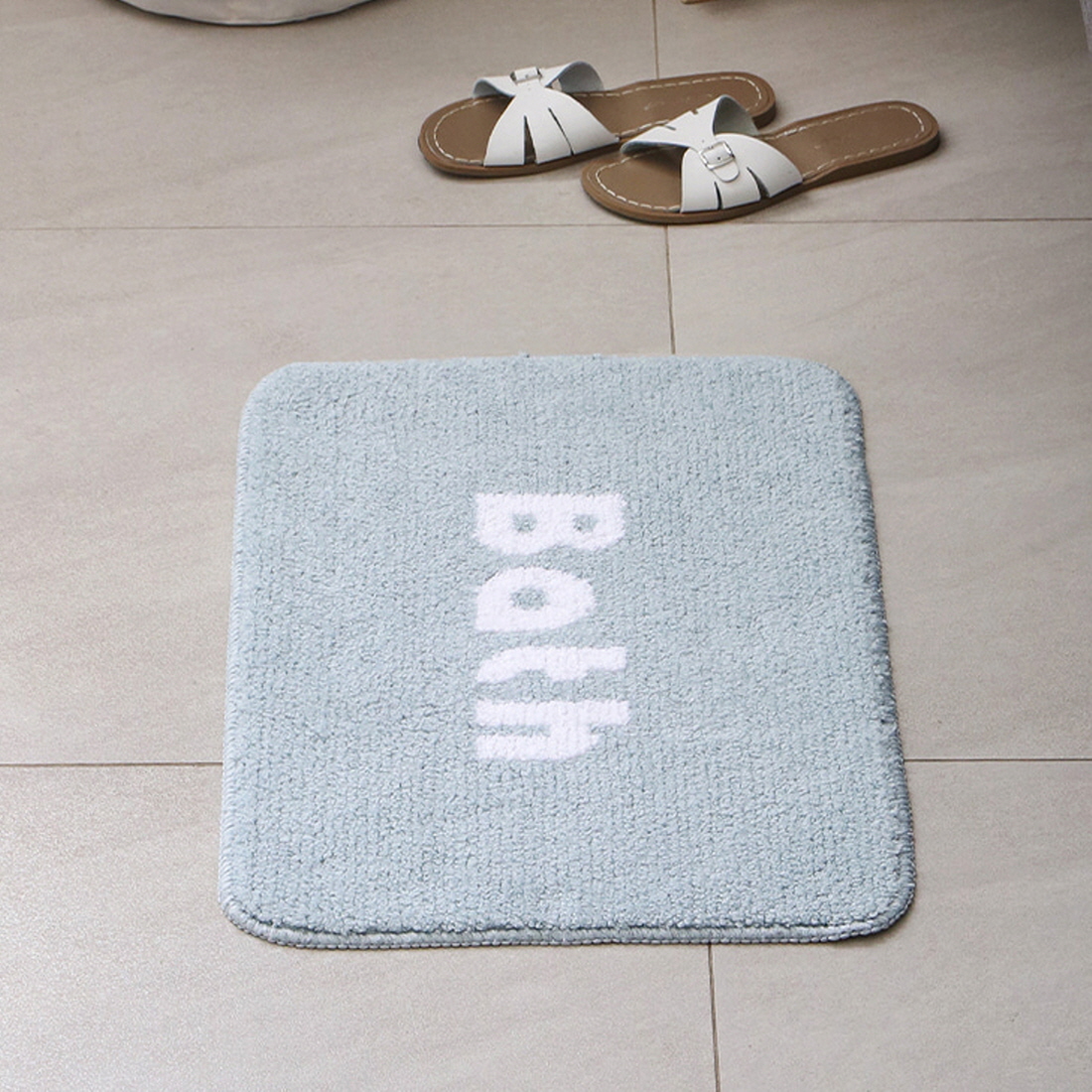 레터링 화장실 발매트 욕실 주방 러그 발수건 바스 발판 bath 60x40 애쉬블루