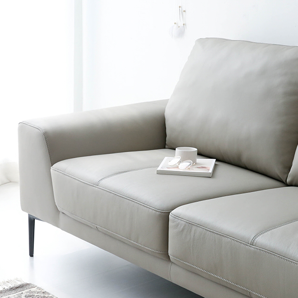 BERINO 4인 가죽소파 카우치형 그레이