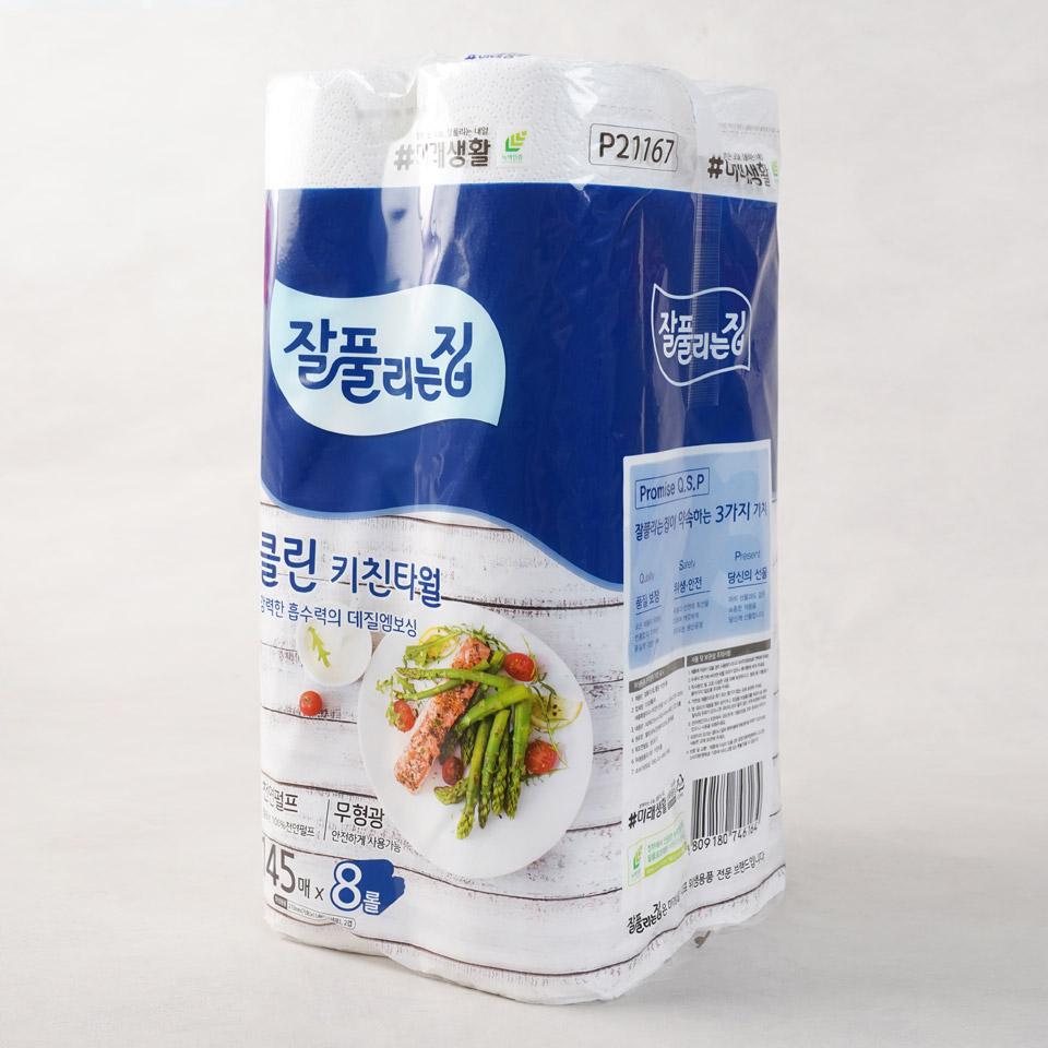 메가마트 미래생활 잘풀리는집 클린 키친타올 145매x8롤 - 상세 이미지 2