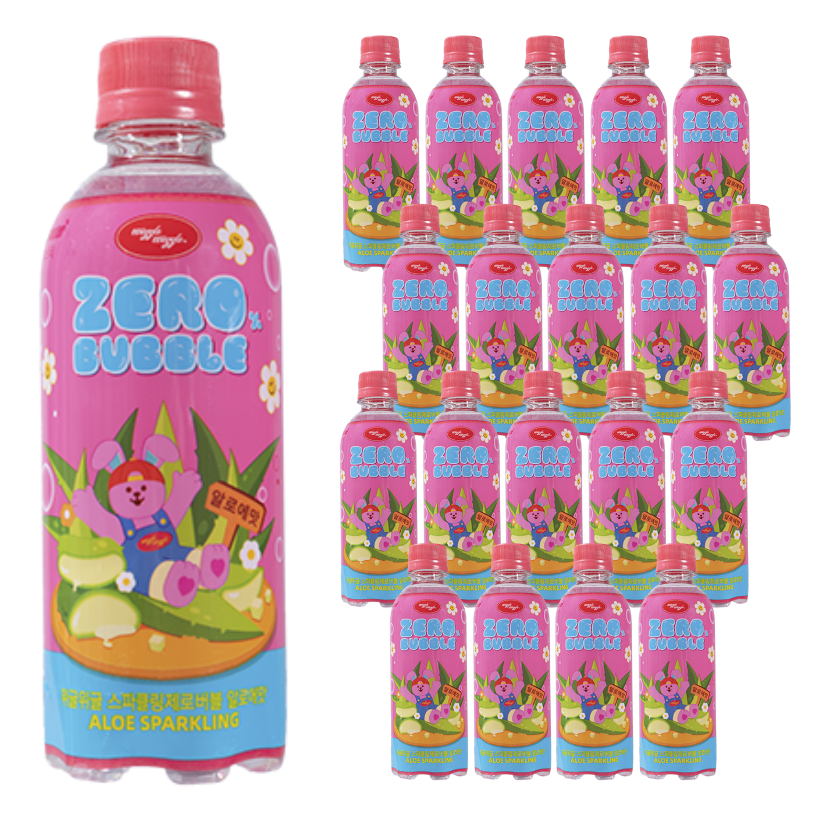 [위글위글 X 블링부스터] 스파클링 제로 버블 알로에, 355ml, 20개 - 상품 이미지