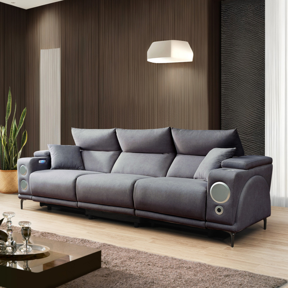 준 조야리클라이너 무빙쇼파 슬라이드쇼파 모션리클라이너 스툴미포함, 그레이, 3인용