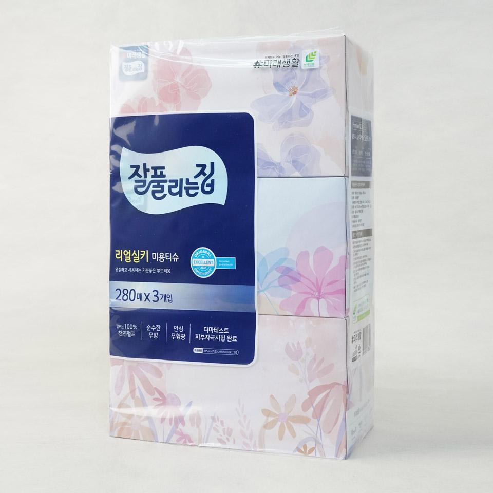 메가마트 미래생활 잘풀리는집 미용티슈 280매x3입 - 상세 이미지 2