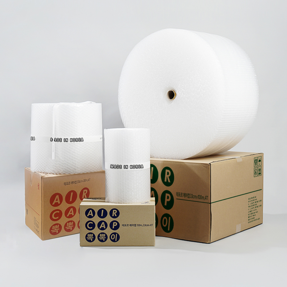 30m 국내생산 두꺼운 뽁뽁이 포장용 에어캡 완충 롤 창문 단열 테포르