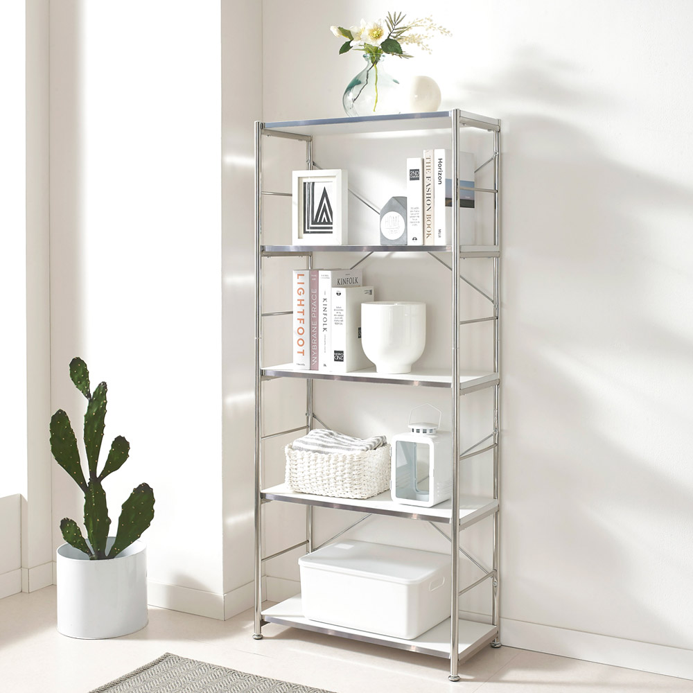 스페셜 스테인리스 수납 선반 600x280x1380, 5단, 화이트