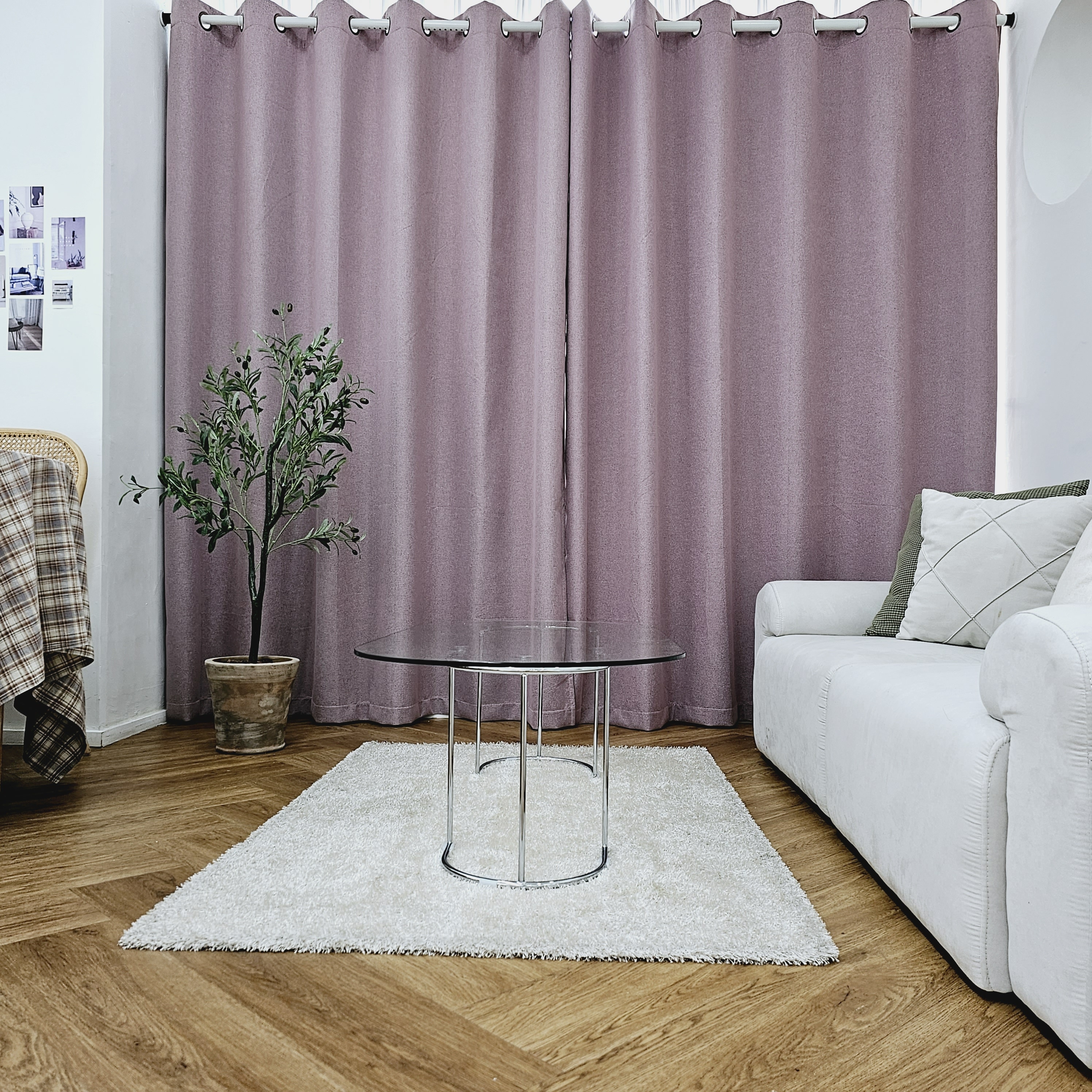 암막커튼 양면동일 완벽차단 아일렛 거실 커텐 2장 한세트 퍼플핑크, 600x235cm