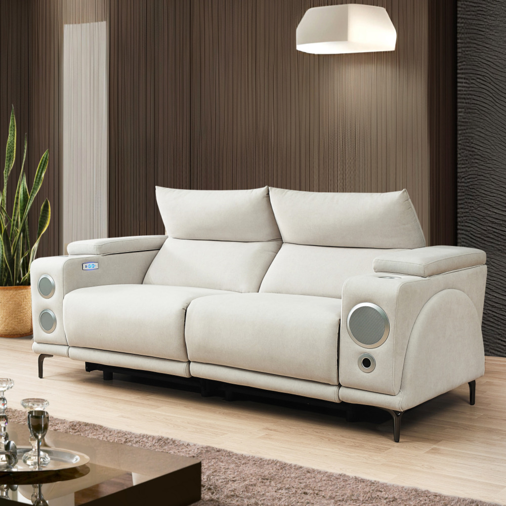 준 조야리클라이너 무빙쇼파 슬라이드쇼파 모션리클라이너 스툴미포함, 아이보리, 3인용