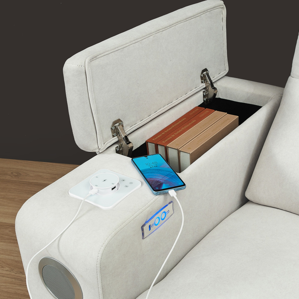 준 조야리클라이너 무빙쇼파 슬라이드쇼파 모션리클라이너 스툴미포함, 아이보리, 3인용