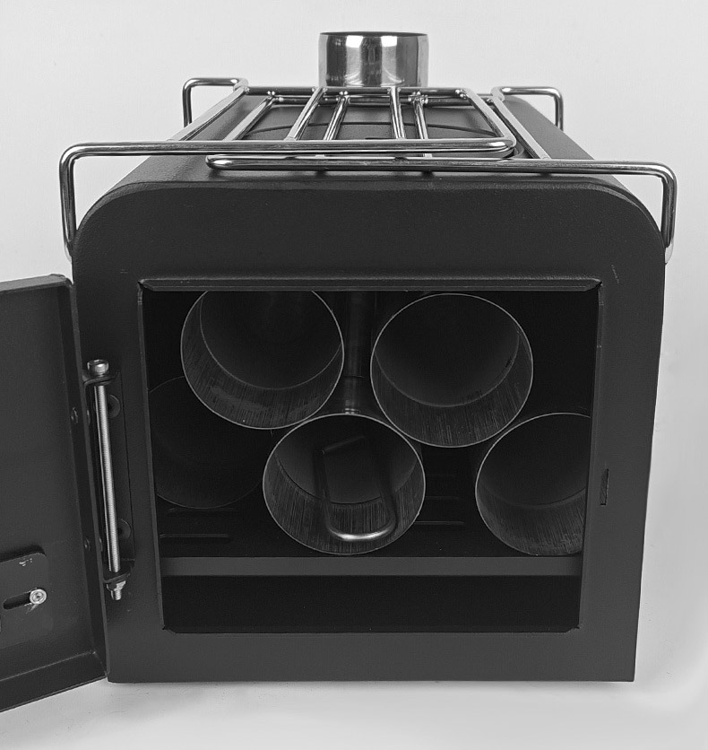 캠핑화목난로 불멍 팰릿난로 우드앤번 무동력팬 미니 블랙