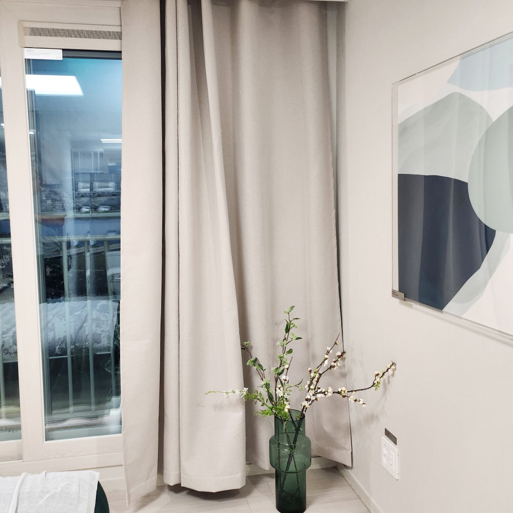 암막커튼 양면동일 완벽차단 아일렛 거실 커텐 2장 한세트 모카베이지, 600x235cm