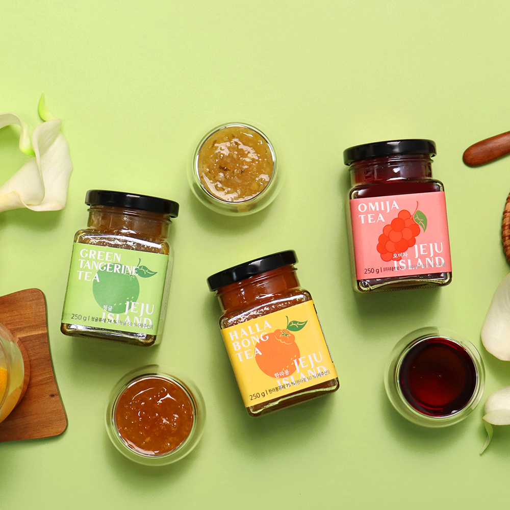 담움 꿀넣은 제주도 과일차 250g 3종 한라봉청 청귤청 오미자차 제주특산품