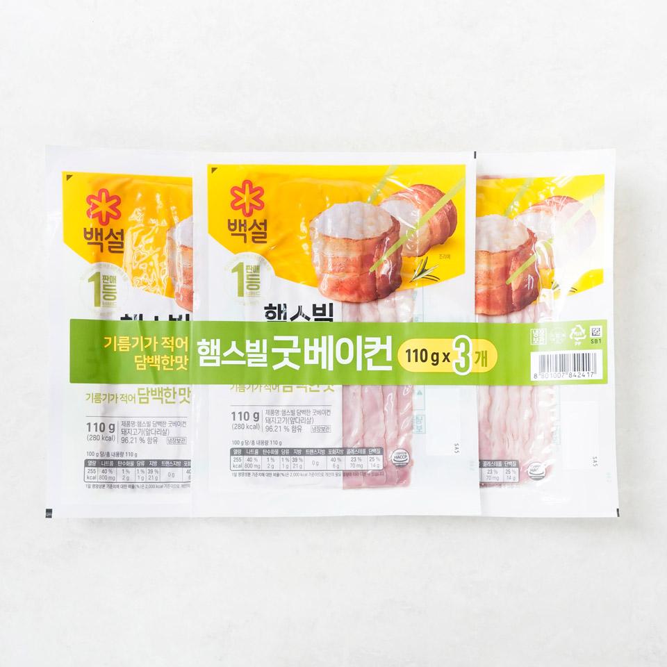 메가마트 CJ 백설 햄스빌 담백한 굿베이컨 330g - 상품 이미지